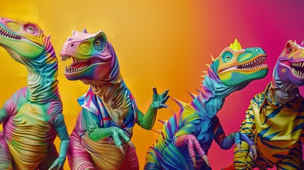 Fototapeta premium Creative Animal Concept: Group of Dinosaurs