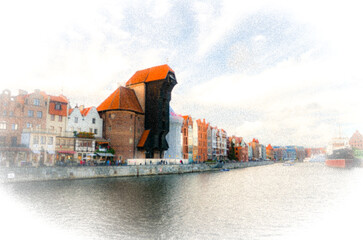 Postcard with a view of the Crane in Gdansk  © Pawel Filusz