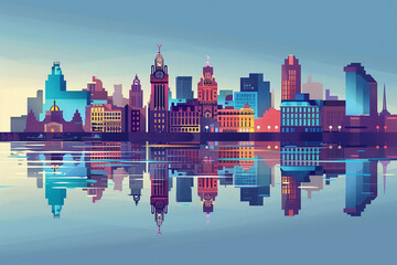 Liverpool city vector skyline illustration