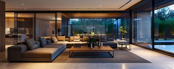 luxurious living room with a modern minimalist design