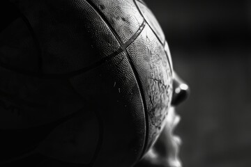 Tense Moment of a Volleyball Spike with Close-Up Detail and Dramatic Lighting - Ideal for Sports...
