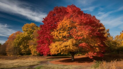 Autumn, fall landscape. Tree with colorful leaves