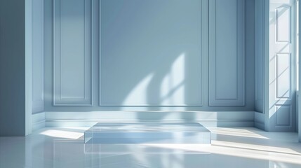 Obraz premium Sunlit Empty Room with Elegant Molding and Large Windows