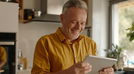 Smiling Senior Man with Tablet