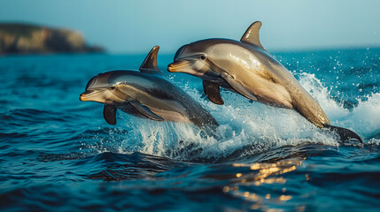 Dolphin Jumps Amidst Aquatic Life