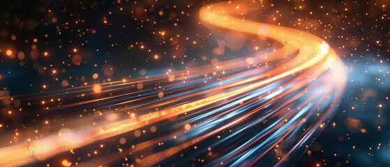 Obraz premium A bright orange line of light is shown in the dark background