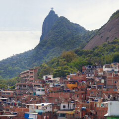 Houses, city and architecture with infrastructure on hill for poverty, population and neighbourhood...