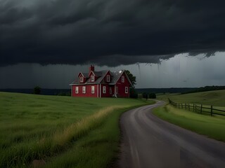 storm over the village