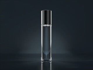 Elegant Clear Perfume Bottle on Dark Background