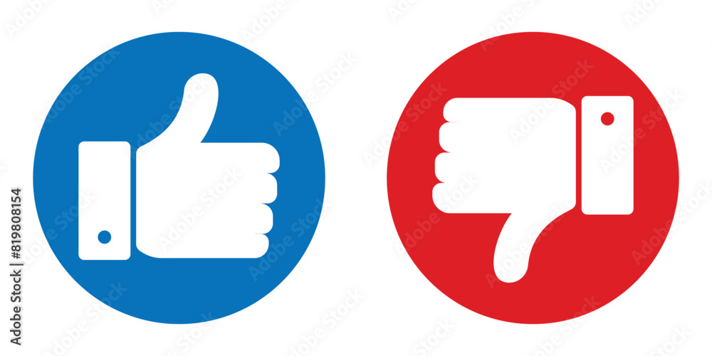Poster like and unlike button. thumbs up and down button for good or bad feedback. vector symbol on transpa