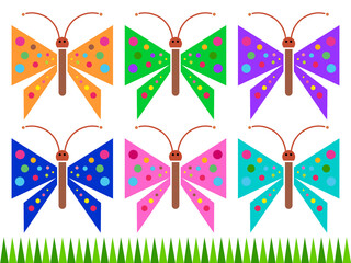Illustration of colorful butterflies