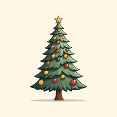 Christmas Tree Illustration in Hand Drawing Style