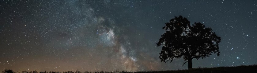 Fototapeta premium Clear night sky with visible stars, focus on the constellations, celestial clarity, selective focus, in a field, surreal, overlay, starry sky backdrop
