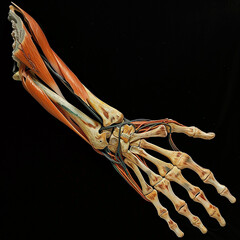 Arm and hand bones, tendons
