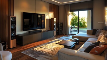 Obraz premium modern living room with a focus on entertainment