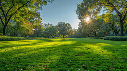 Naklejka premium A Panoramic View of a Beautiful City Park