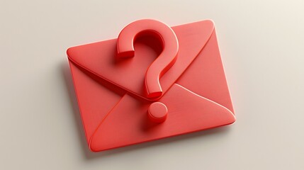 Red question mark on red envelope, symbol of uncertainty and mystery