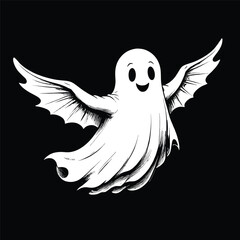 Cute Ghost Boo Illustration Halloween Hand Drawing
