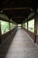 Roofed corridor in Seiryo-ji Temple, Kyoto, Japan