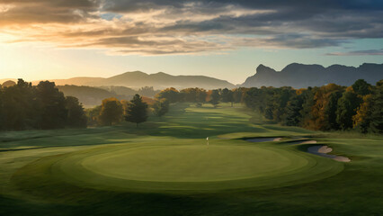 beautiful golf course in the morning