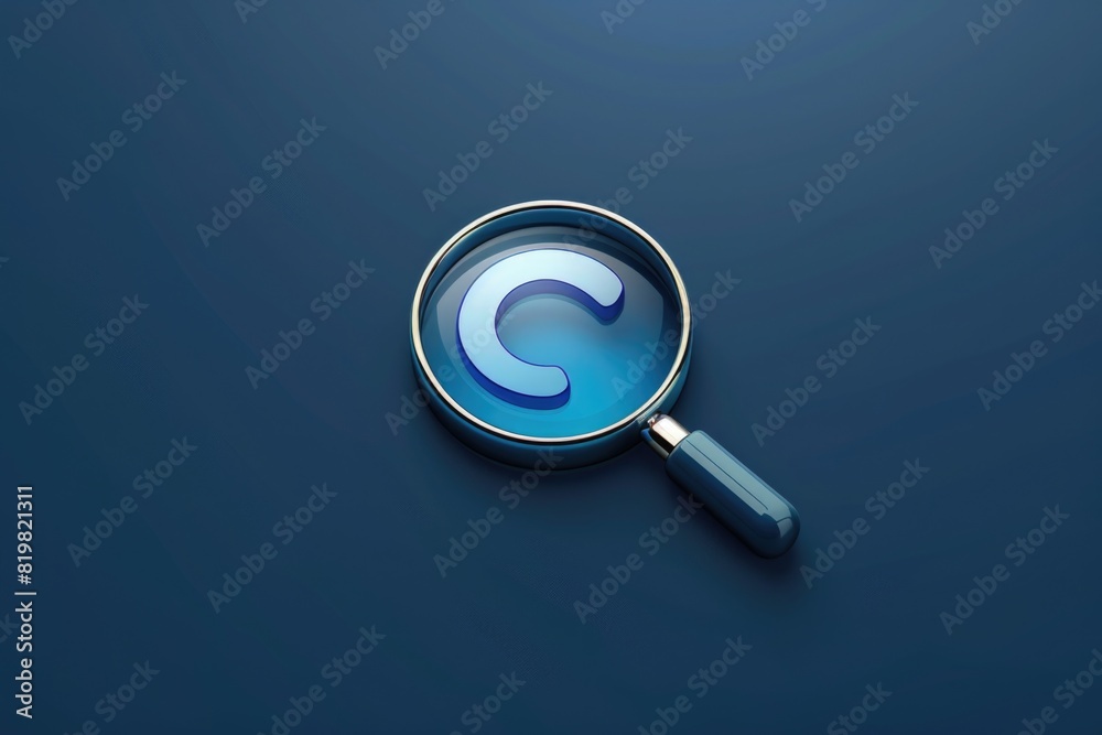 Poster Close-up of a magnifying glass with the letter C inside. Ideal for educational concepts