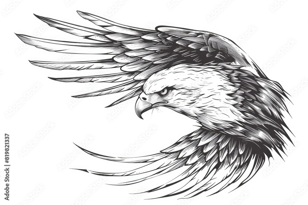 Canvas Prints Detailed black and white drawing of an eagle. Suitable for educational materials