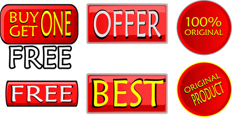 Labels Tags Icon Set. Special Offer, Big Sale, Discount, original, Vector Design.