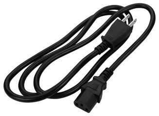 Black electric cable with plug