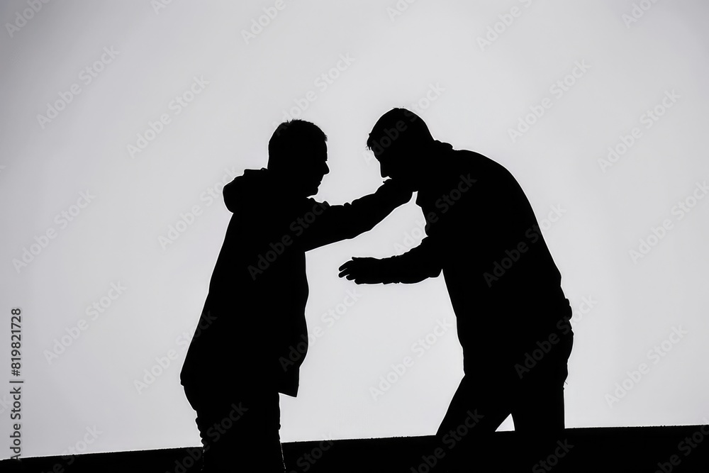 Poster two men standing side by side. suitable for business or friendship concepts