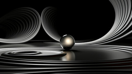 Abstract Black Background. Futuristic Sphere Unveiled