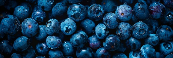 Blueberry texture background, Cyanococcus fruits pattern, blue purple berries mockup, banner, wild berries