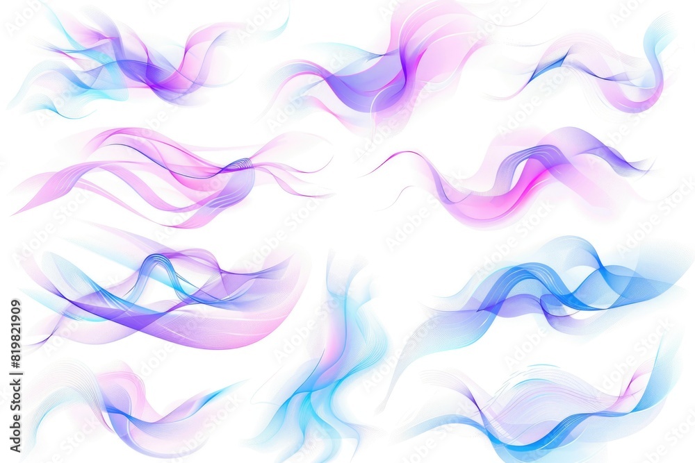 Poster colorful abstract waves on a white backdrop, suitable for various design projects