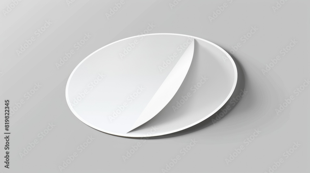 Poster Simple white circular object on a neutral gray background. Suitable for various design projects
