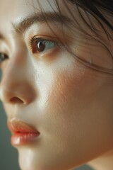 Close-up of a woman's face, suitable for beauty and skincare concepts