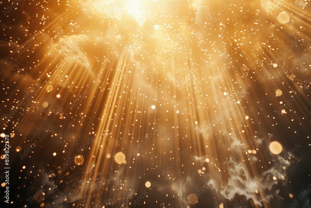 Poster sunlight breaking through cloudy sky. suitable for various nature-themed designs