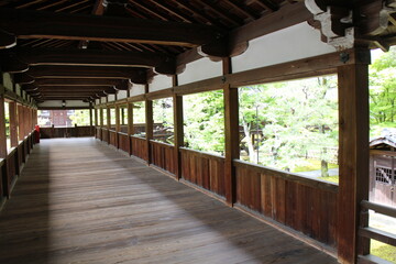 Roofed corridor in Seiryo-ji Temple, Kyoto, Japan