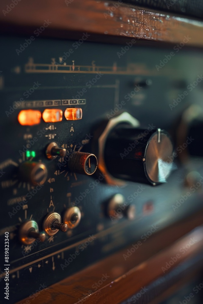 Aufkleber A detailed view of a radio with buttons and knobs, suitable for technology concepts