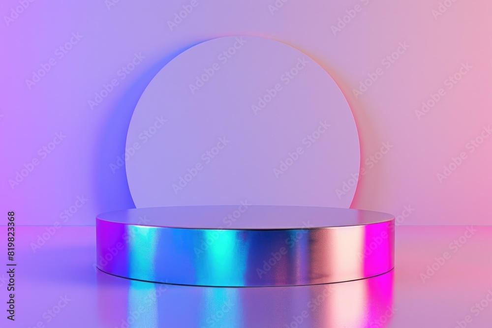 Poster a white round object set against a pink and blue backdrop, suitable for various design purposes