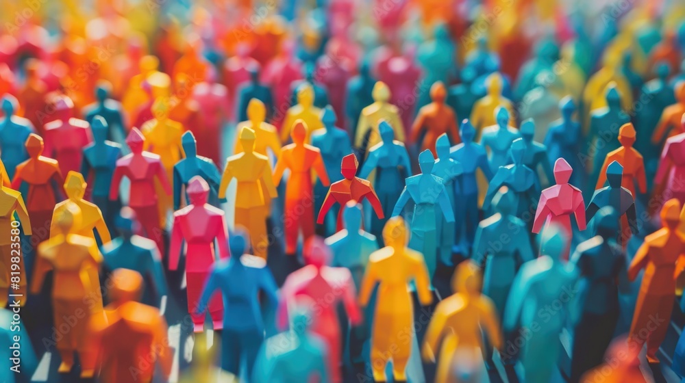 Poster a large group of colorful people standing together. perfect for diverse community concepts