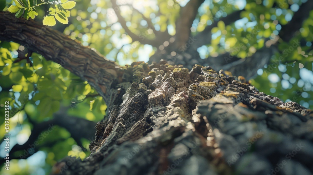 Poster Detailed close-up view of a tree trunk. Suitable for nature and texture backgrounds