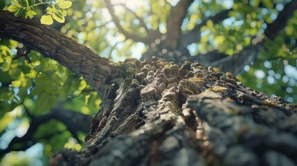 Detailed close-up view of a tree trunk. Suitable for nature and texture backgrounds