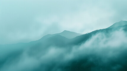 Fototapeta premium Mountains in fog illustration