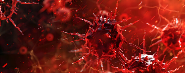 Intense red viral outbreak representation