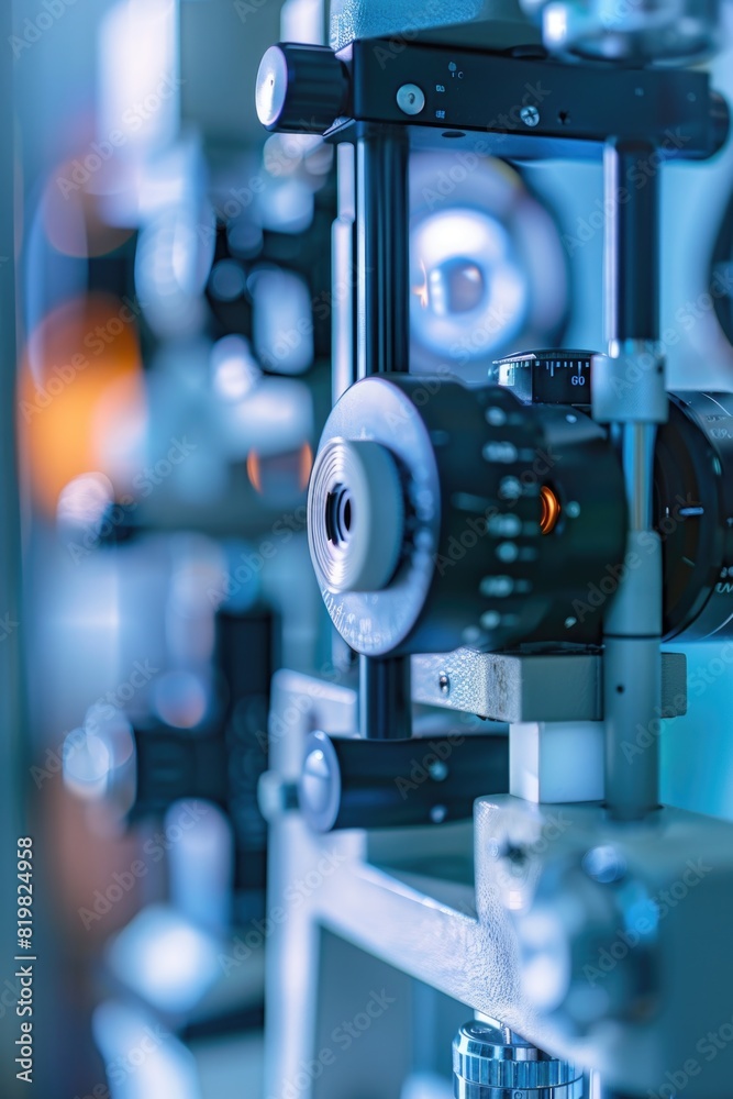 Poster detailed close up of a camera on a stand. ideal for photography enthusiasts