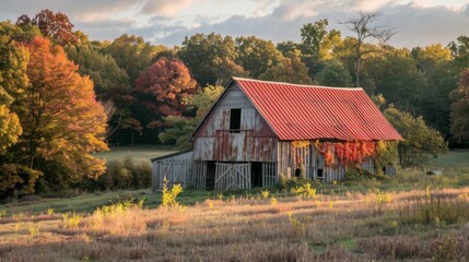 Rustic barn in an autumn setting