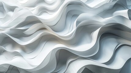 Obraz premium Curve lines seamless architecture pattern made of white folded paper. 