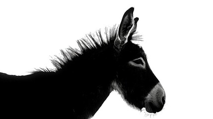 A close-up black and white photo of a donkey. Perfect for animal lovers or farm-related projects