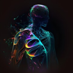 Obraz premium Ethereal Holographic Presence A Captivating 3D Cinematic of Morphing Spectral Form