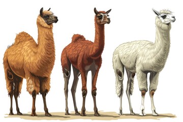A group of llamas standing next to each other. Suitable for various projects