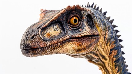 Fototapeta premium Detailed image of a dinosaur head on a white background. Perfect for educational materials